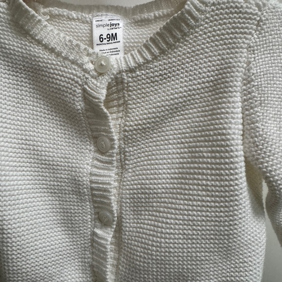 NWOT Simple Joys by Carter’s 6-9M Gender Neutral Cream Wool Sweater Cardigan - Picture 2 of 4